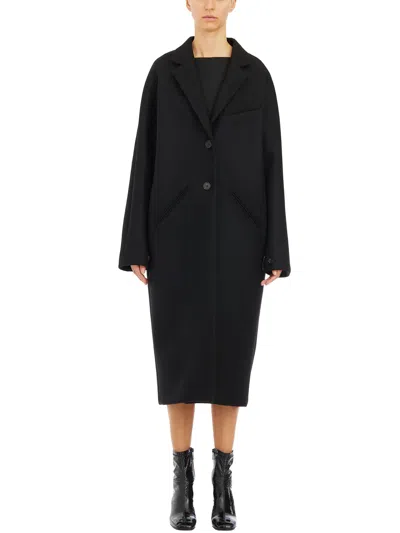Courrèges Courregès Cocoon Wool Long Coat In Black