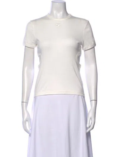Pre-owned Courrèges Crew Neck Short Sleeve T-shirt In White
