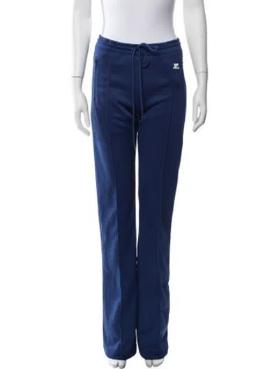 Pre-owned Courrèges Embroidered Accent Sweatpants In Blue
