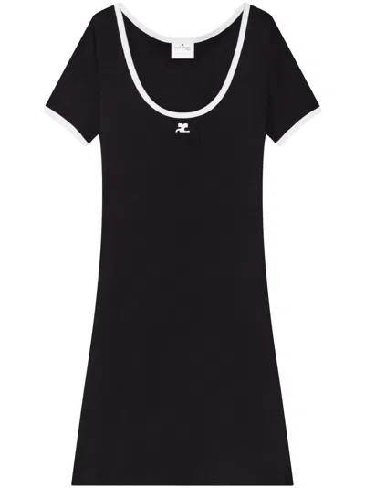 Courrèges Holistic Contrast Mini Dress In Black / Heritage White