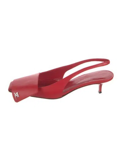 Pre-owned Courrèges Leather Slingback Pumps In Red
