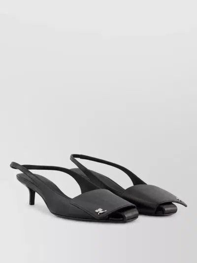 Courrèges Leather Square-toe Slingback Mules In Black