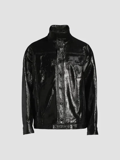 Courrèges Men's Iconic Vinyl Oversize Jacket In Black