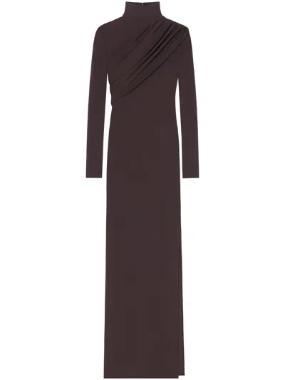 Courrèges Twist Jersey Gown With Distinctive Draped Detail In Brown