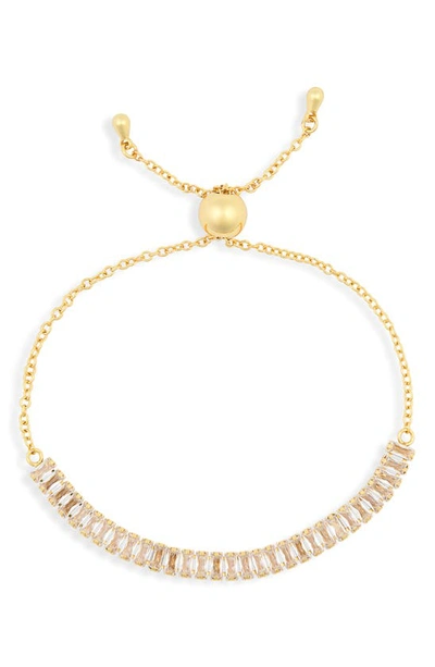 Covet Baguette Cz Chain Slider Bracelet In Gold