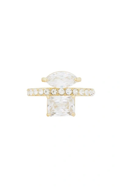 Covet Floating Cubic Zirconia Pavé Band Ring In Gold
