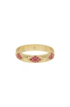 Covet Pink Cz Band Ring In Pink/ Gold