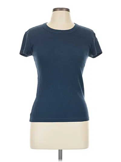 Pre-owned Cozy Earth Short Sleeve Top Blue Crew Neck Tops