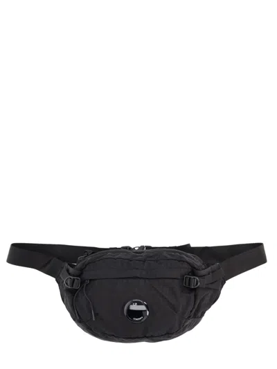 C.p. Company Compact Black Nylon Waist Bag With Adjustable Strap