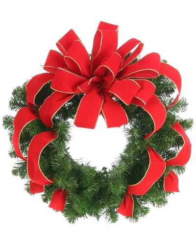 Creative Displays 26in Wreath With A Red Bow In Green