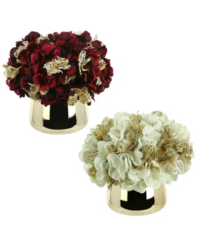 Creative Displays Burgundy And White Hydrangea Holiday Arrangement Bundle In Multi
