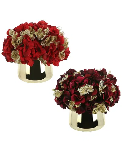 Creative Displays Red And Burgundy Hydrangea Holiday Arrangement Bundle In Multi