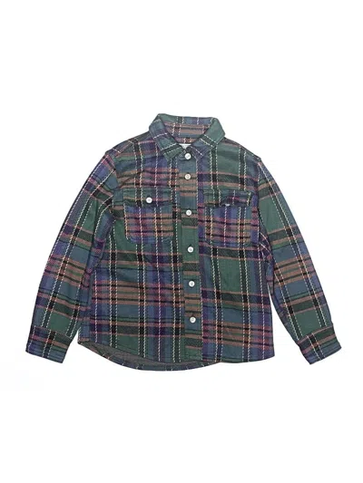 Pre-owned Crewcuts Kids' Long Sleeve Button Down Shirt In Green