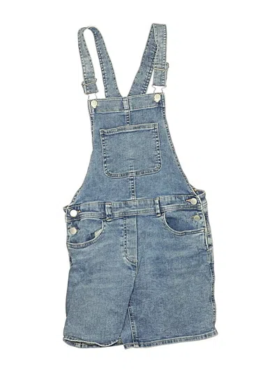 Pre-owned Crewcuts Outlet Kids' Overall Shorts In Blue