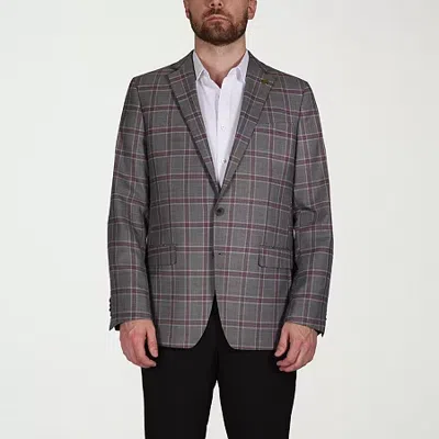 Cricketeer Mens Plaid Stretch Fabric Sport Coat In Gray