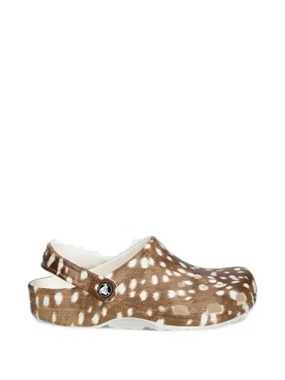 Crocs Classic Pop Animal-print Slingback Mules In Brown