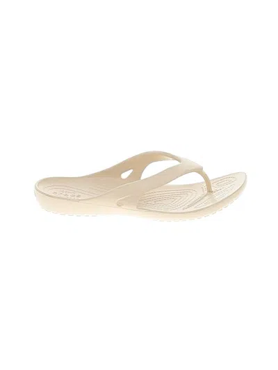 Pre-owned Crocs Flip Flops In Ivory