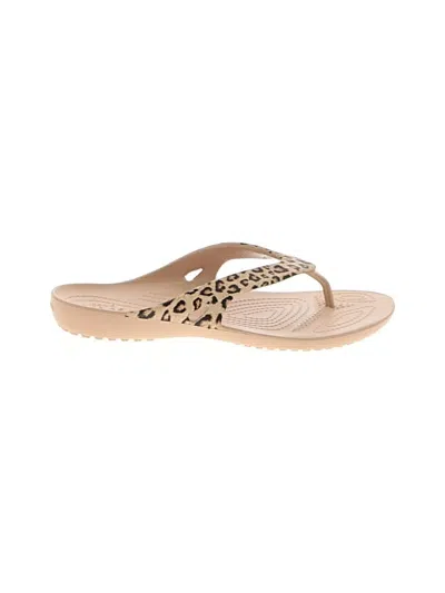 Pre-owned Crocs Flip Flops In Tan