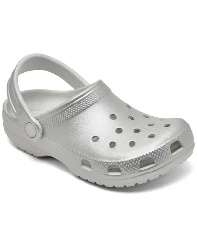 Crocs Little Kids' Tinted Metallic Classic Clogs From Finish Line In Silver