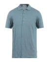 Crossley Man Polo Shirt Pastel Blue Size L Linen, Elastane