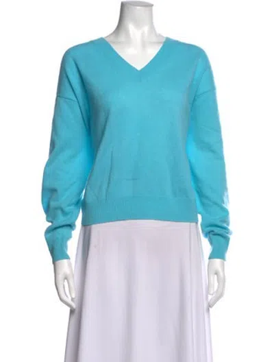 Pre-owned Crush Cashmere V-neck Sweater In Blue