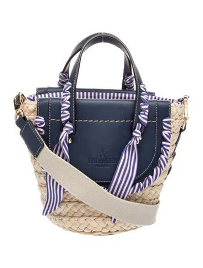 Pre-owned Cuba Lab Straw Bucket Bag In Blue