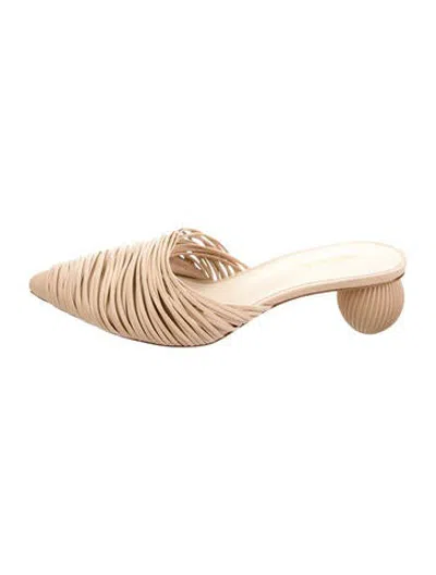 Pre-owned Cult Gaia Leather Mules In Neutrals