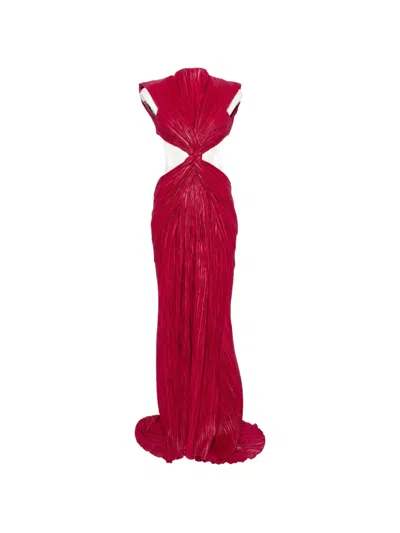 Cult Gaia Pleated Cut-out Maxi Dress In Animal Print