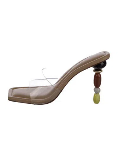 Pre-owned Cult Gaia Pvc Slides In Clear/neutrals