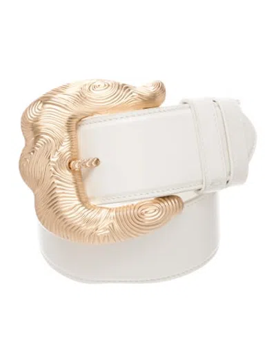 Pre-owned Cult Gaia Wide Leather Waist Belt In White