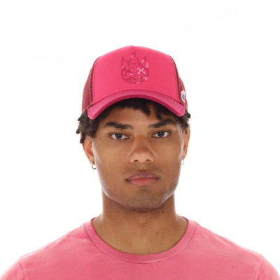 Cult Of Individuality Clean Logo Mesh Back Trucker Curved Visor Cap In Vintage Red In Pink