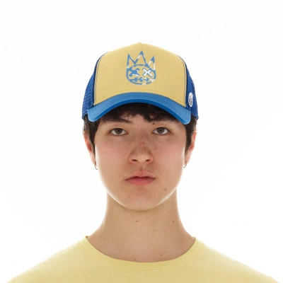 Cult Of Individuality Clean Logo Mesh Back Trucker Curved Visor Cap In Vintage Yellow