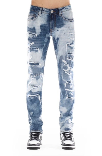 Cult Of Individuality Rocker Ripped Bleached Slim Fit Jeans In Blue
