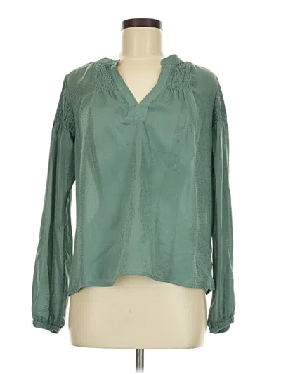 Pre-owned Current Air Long Sleeve Blouse In Green