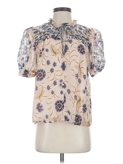 Pre-owned Current Air Short Sleeve Blouse In Ivory