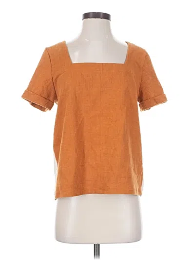 Pre-owned Current Air Short Sleeve Top Orange Square Neckline Tops