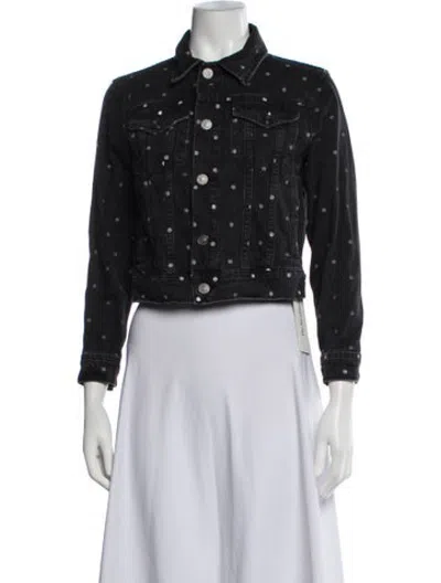 Pre-owned Current Elliott Polka Dot Print Denim Jacket In Black/white
