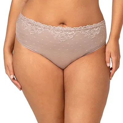 Curvy Couture Sheer Whisper High Cut Brief Panty-1608 In Pink