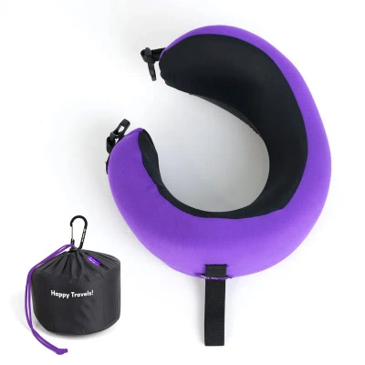 Cushion Lab Ergonomic Travel Pillow In Purple