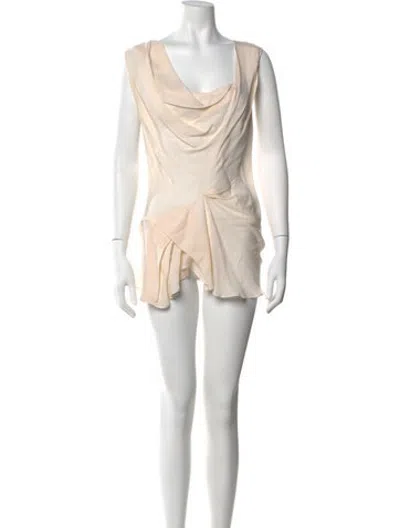 Pre-owned Cushnie Cowl Neck Mini Dress In Neutrals