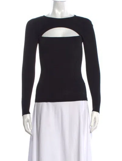 Pre-owned Cushnie Crew Neck Long Sleeve Top In Black