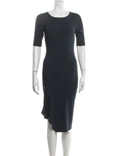 Pre-owned Cushnie Crew Neck Midi Length Dress In Blue