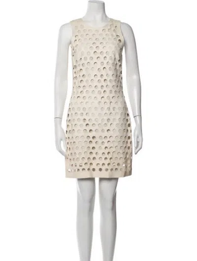 Pre-owned Cushnie Crew Neck Mini Dress In Neutrals