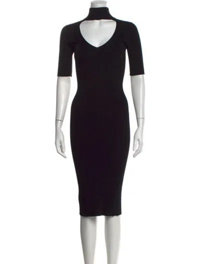 Pre-owned Cushnie Mock Neck Knee-length Dress In Black