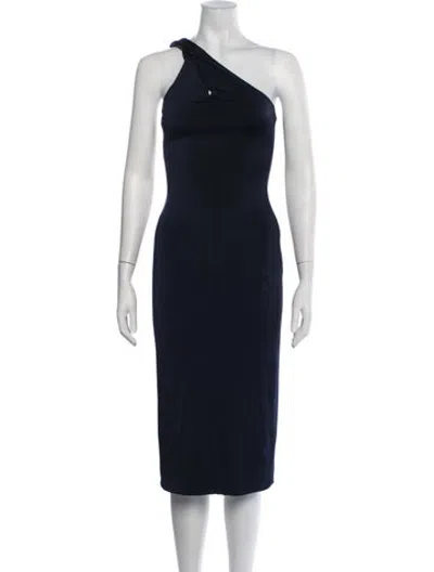 Pre-owned Cushnie One-shoulder Knee-length Dress In Blue