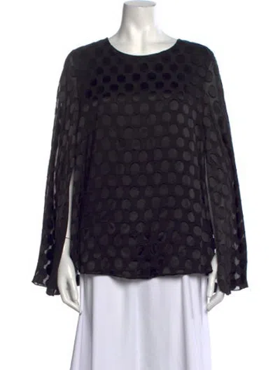 Pre-owned Cushnie Polka Dot Print Crew Neck Top In Black