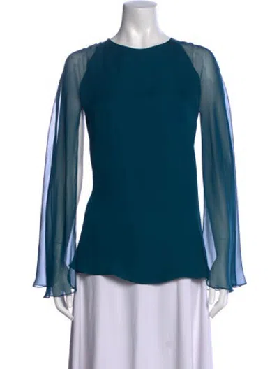 Pre-owned Cushnie Silk Crew Neck Top In Blue