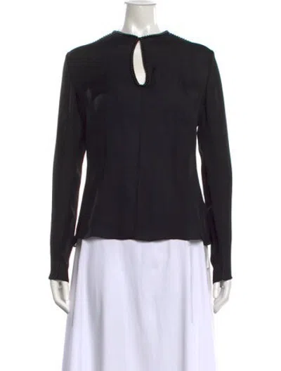 Pre-owned Cushnie Silk Plunge Neckline Top In Black