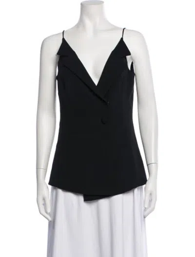 Pre-owned Cushnie Silk V-neck Top In Black