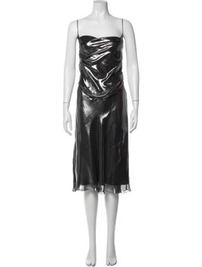 Pre-owned Cushnie Strapless Midi Length Dress In Black